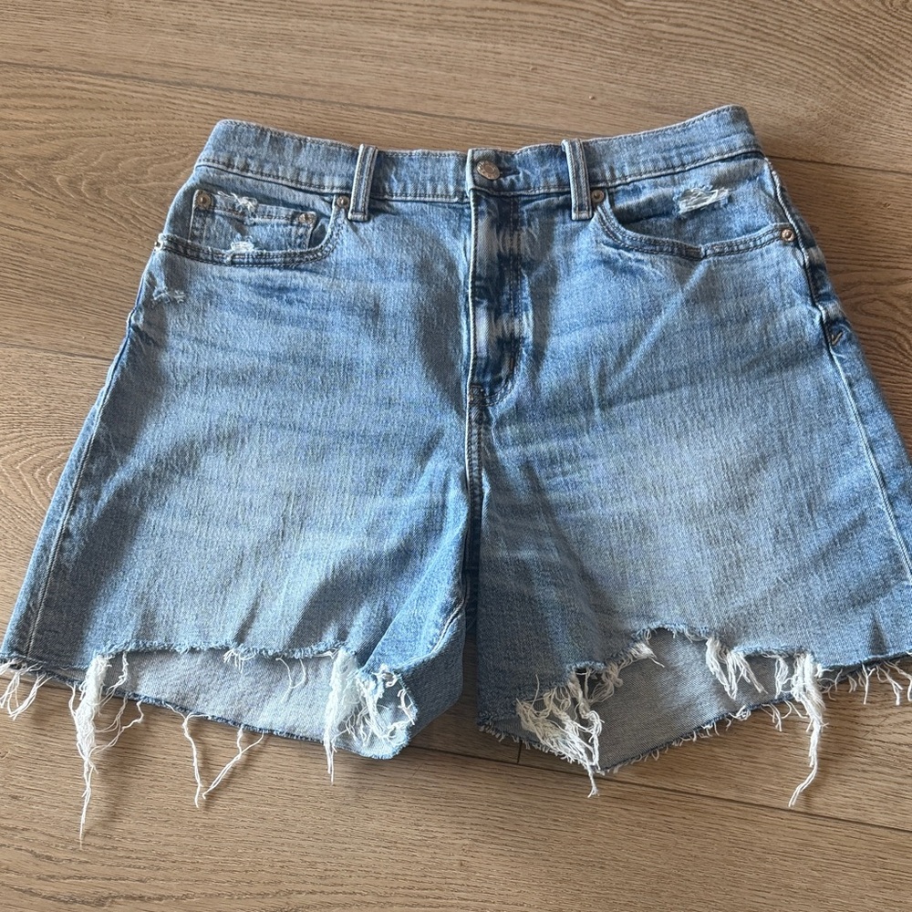 Classic Light Blue Distressed Denim Jean Shorts